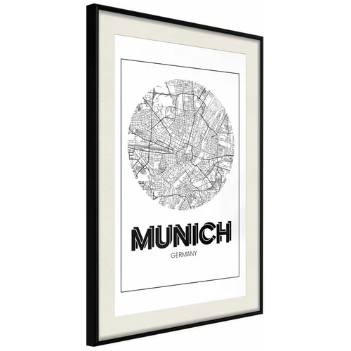  Poster - City Map: Munich (Round) 20x30