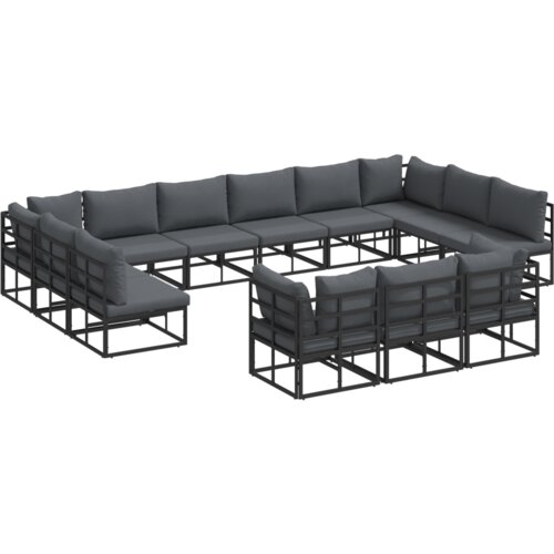 vidaXL Vrtna sedežna garnitura 13 pcs Črna 423 x 211.5 x 71 cm Cene