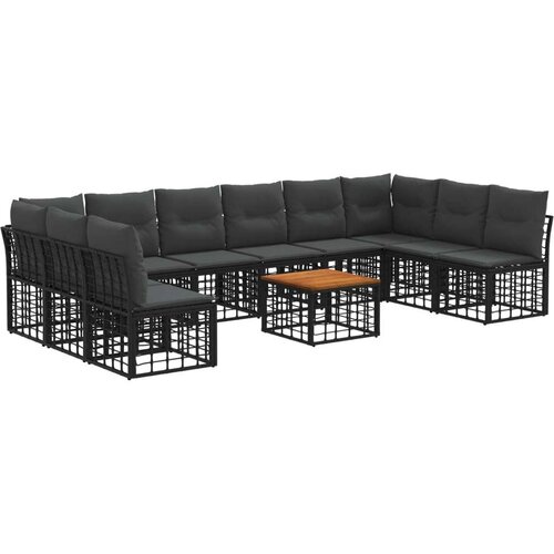  Set vanjskih sofa 11 pcs Crna i tamno siva Poliester - Crna sa stolom Cijene