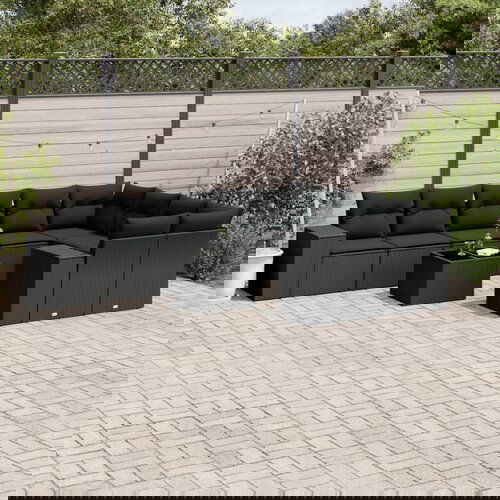 vidaXL 10-dijelni set vrtnih sofa s jastucima crni od poliratana Cijene