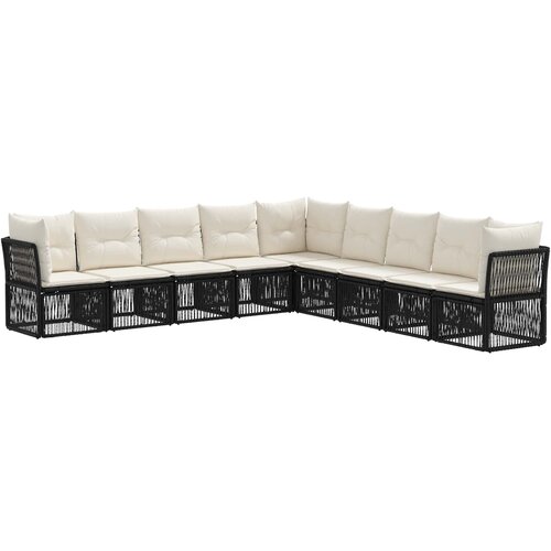 vidaXL Vrtna sedežna garnitura 9 pcs Črna poli ratan, (5000270485) Cene