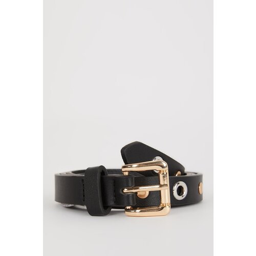 Defacto women's square buckle faux leather thin classic belt Slike