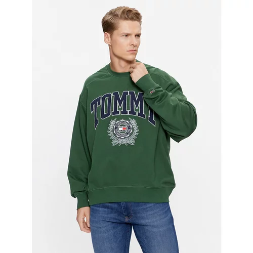 Tommy Jeans Jopa College Graphic DM0DM16804 Zelena Boxy Fit