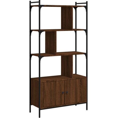 Maison Chic Knjižna omara - Knjižni regal z vrati rjavi hrast 76,5x30x154,5 cm inž. les, (21724798) Slike