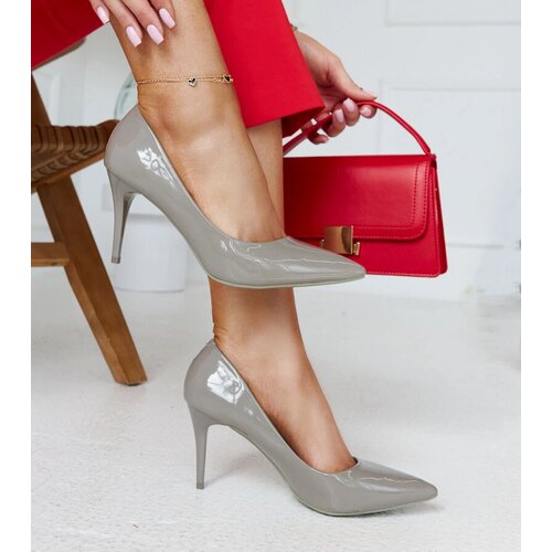 Gemre Grey patent leather stilettos with leather insole Alsacea Cene