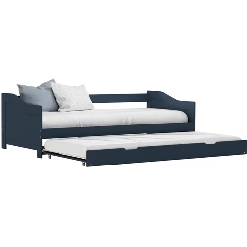vidaXL Okvir za krevet na razvlačenje od borovine sivi 90 x 200 cm