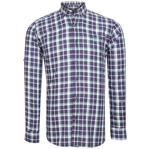 Dewberry G741 MEN&amp;#039;S SHIRT-GREEN-NAVY BLUE Slike