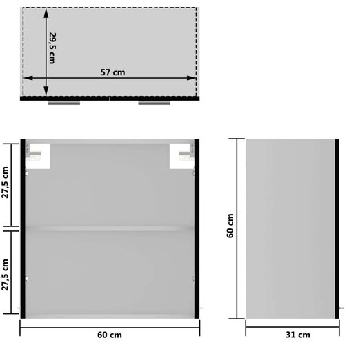 VidaXL Viseča steklena omarica črna 60x31x60 cm iverna plo&amp;scaron;ča Slike