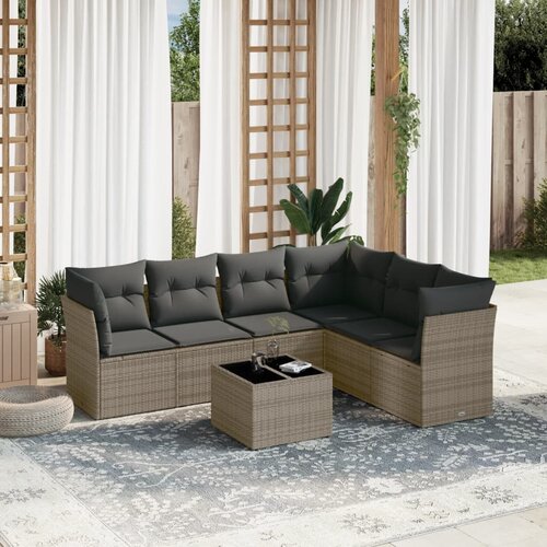  7-dijelni set vrtnih sofa sivi od poliratana Cijene