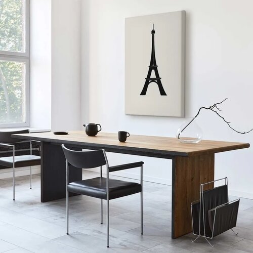  Slika - Eiffel Tower Simple Graphics in Black and White 20x30 Na talijanskom platnu Slike
