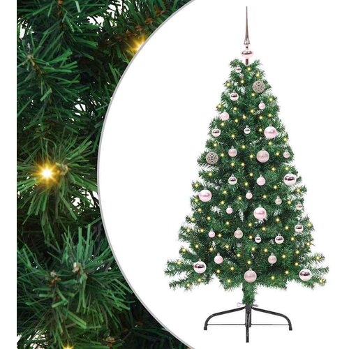 vidaXL Umjetna preddekorirana božićna jelka Zelena 150 cm PVC Cene