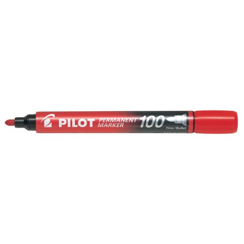 Pilot Marker 100, Permanet, Okrugli vrh, Crveni Slike