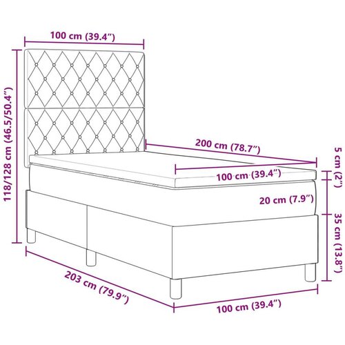 VidaXL Kovanica za krevet s madracem Svjetlosiva 100x200 cm Bar&amp;scaron;un Slike