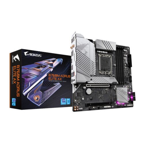 Gigabyte B760M AORUS Elite AX, DDR4, SATA3, USB3.2Gen2x2, DP, WiFi 6E, LGA1700 mATX Slike