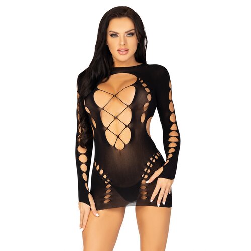 Leg Avenue Long Sleeve Cut Out Mini Dress Black Slike