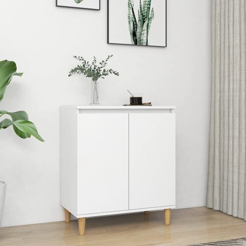 VidaXL Komoda z lesenimi nogami bela 60x35x70 cm iverna plo&amp;scaron;ča, (20656450) Slike
