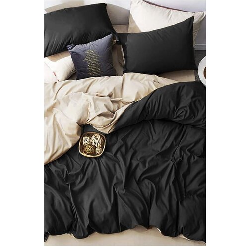 Mila Home Crno-krem pamučna posteljina za bračni krevet/s produženom plahtom 200x220 cm - Cijene