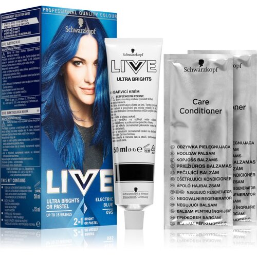 Schwarzkopf LIVE Ultra Brights or Pastel semi permanentna barva za lase odtenek 095 Electric Blue Cene