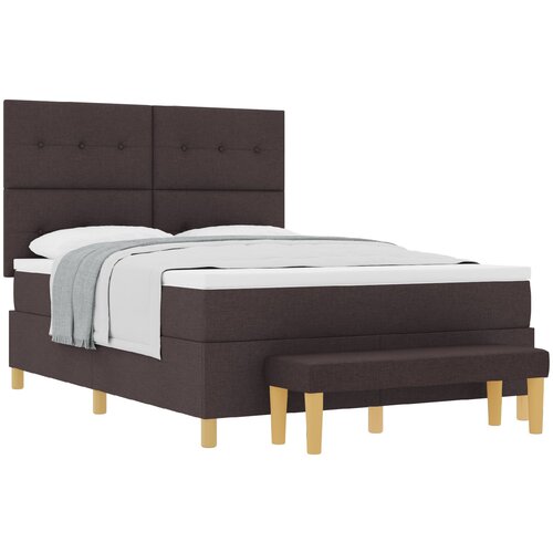 vidaXL Box Spring Krevet s Madracem i Klupicom Tamnosmeđa 140x200 cm Tkanina Cijene