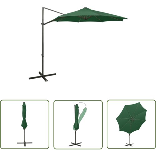  The Living Store Vrtni senčnik z LED lučkami zelen 300 cm - Previsni Senčnik, (21743127) Slike