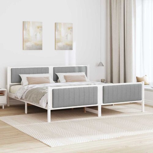  Okvir kreveta s uzglavljem Bijela i svijetlosiva 200 x 200 cm Slike