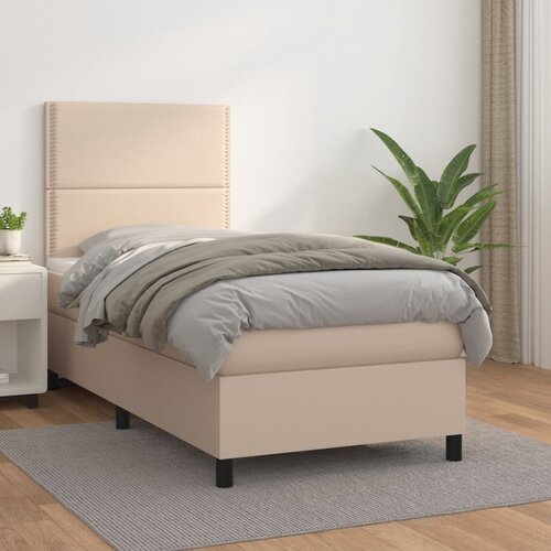 The Living Store Box spring postelja z vzmetnico kapučino 100x200cm umetno usnje - Box Spring Postelja, (21513093) Slike