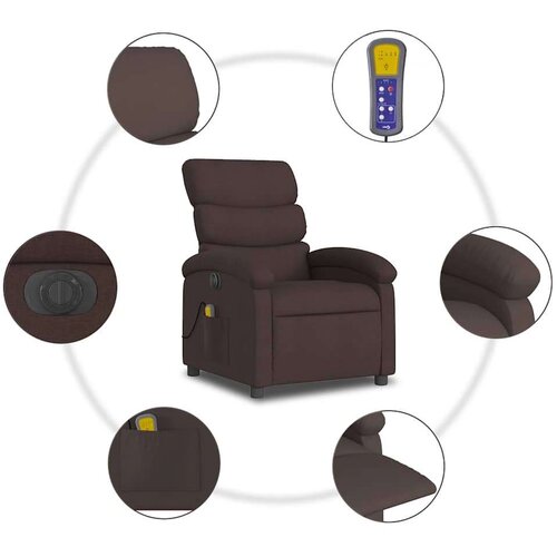 VidaXL Električni masažni naslonjač od tkanine tamnosmeđi Slike