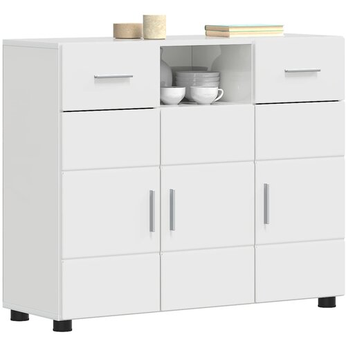  Drveni ormar s ladicama Visoki sjaj bijela 88,5 x 30,5 x 73 cm Slike