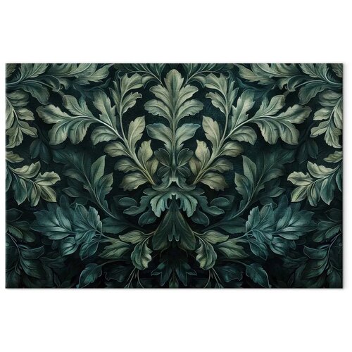  Slika - Dark Green Victorian Leaves: Botanical Carved Composition 120x80 Akustična Slike