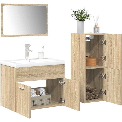vidaXL 4-dijelni set kupaonskog namje&scaron;taja boja hrasta sonome drveni Cijene