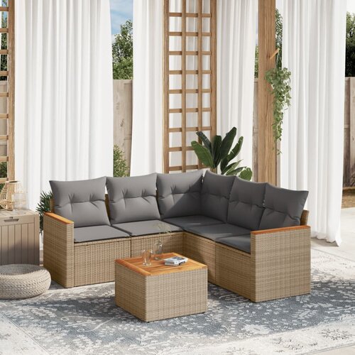 vidaXL 6-dijelni set vrtnih sofa s jastucima bež od poliratana Cijene