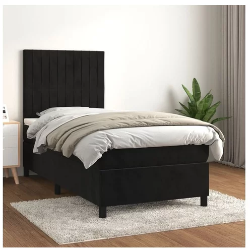  Box spring postelja z vzmetnico črna 100x200 cm žamet