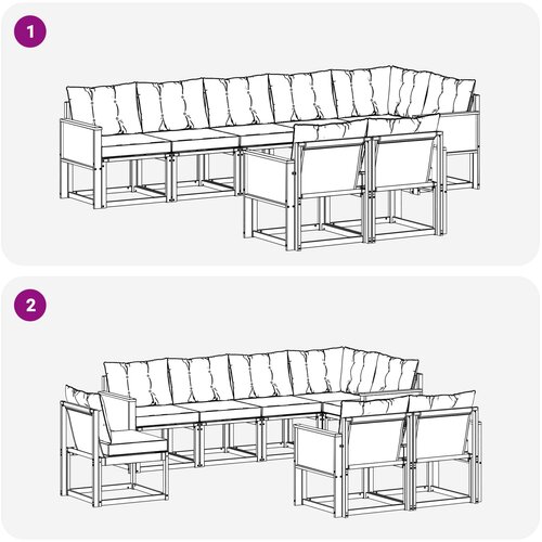  Set vanjskih sofa 8 kom. Prirodna i krem Smeđa 302 x 124,5 x 73 cm Slike