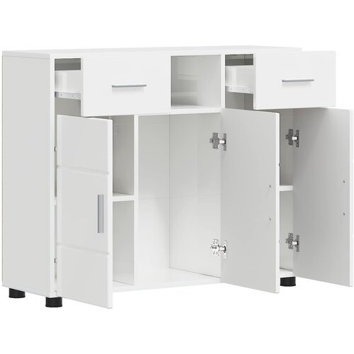  Drveni ormar s ladicama Visoki sjaj bijela 88,5 x 30,5 x 73 cm Slike