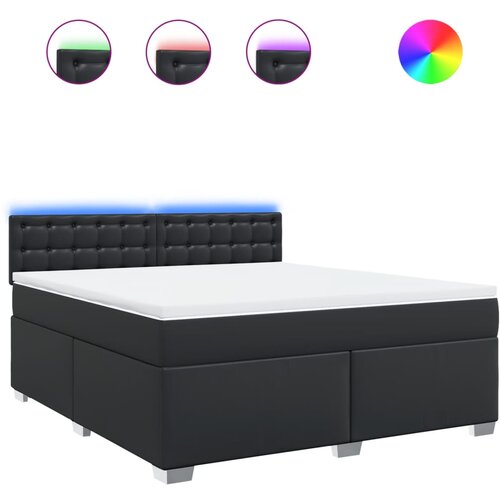 Maison Chic Box spring postelja - Vzmetna postelja z vzmetnico črn 180x200 cm umetno usnje SL23786, (21890893) Cene