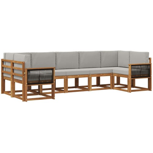 vidaXL Zunanja garnitura za sedenje 7 pcs Naravna in svetlo siva, (5000281306) Cene