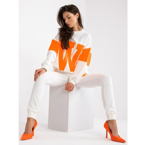 Fashion Hunters White and orange cotton sweatshirt set Slike