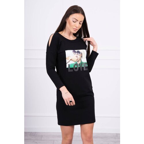 Kesi Dress with love print black Slike