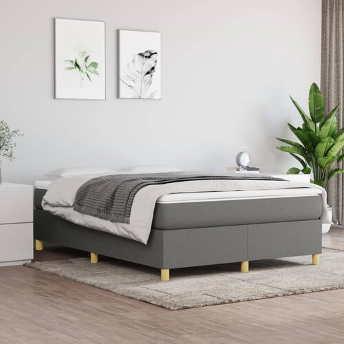 Okvir za krevet s oprugom tamnosivi 140 x 190 cm od tkanine Cene