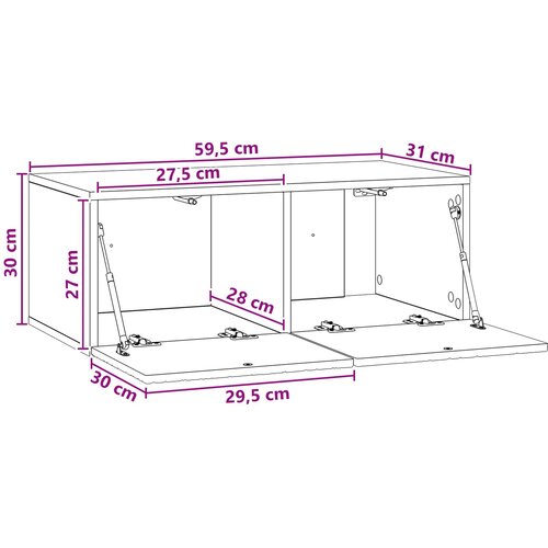  ormar za zid 59,5 x 31 cm Bijela Konstruirano drvo Zidne Slike