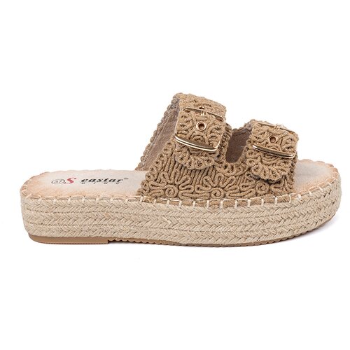 SEASTAR Beige braided slippers on a platform with buckles Cijene