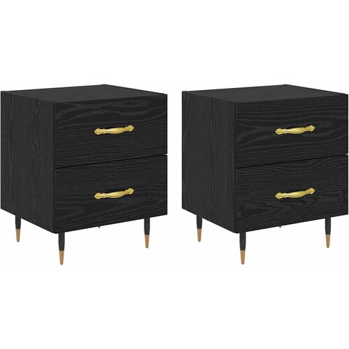  Noćni ormar s ladicama 2 pcs Crni hrast 40 x 35 x 47,5 cm Slike