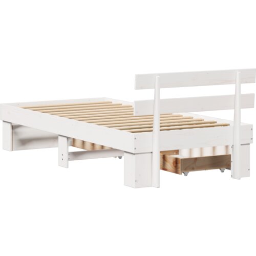 VidaXL krevetna konstrukcija bijelo 75 x 190 cm čvrsta borova drva Slike
