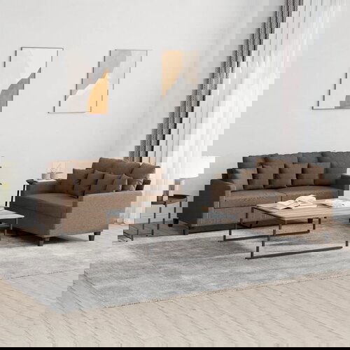  The Living Store Sedežna garnitura 2-delna z blazinami rjavo blago - Sedežna Garnitura, (21480345) Cene