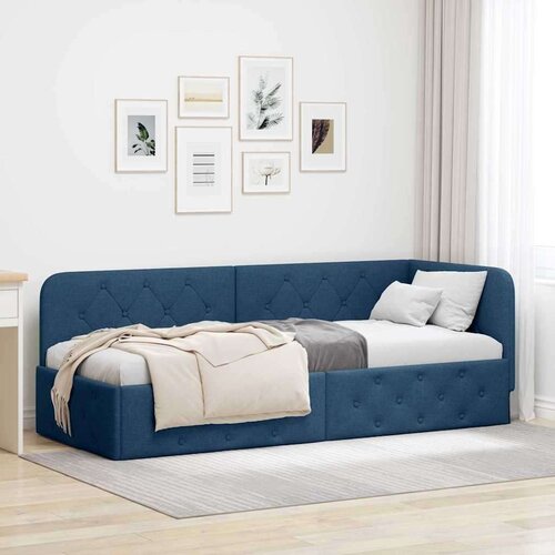 vidaXL kutni okvir kreveta s uzglavljem plava 80 x 200 cm tkanina Cijene