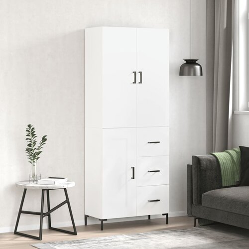 vidaXL Visoka omara bela 69,5x34x180 cm inženirski les Cene