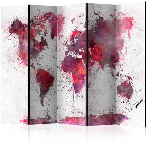  Paravan u 5 dijelova - World Map: Red Watercolors II [Room Dividers] 225x172 Slike