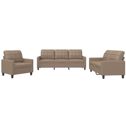 Maison Chic Sedežna garnitura - kavč 3-delna z blazinami kapučino umetno usnje, (21729288) Cene