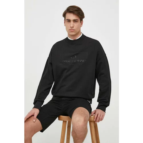 Armani Exchange Bombažen pulover moška, črna barva