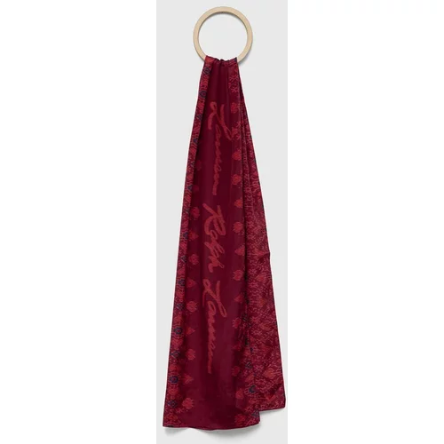 Polo Ralph Lauren Svileni šal boja: crvena, s uzorkom